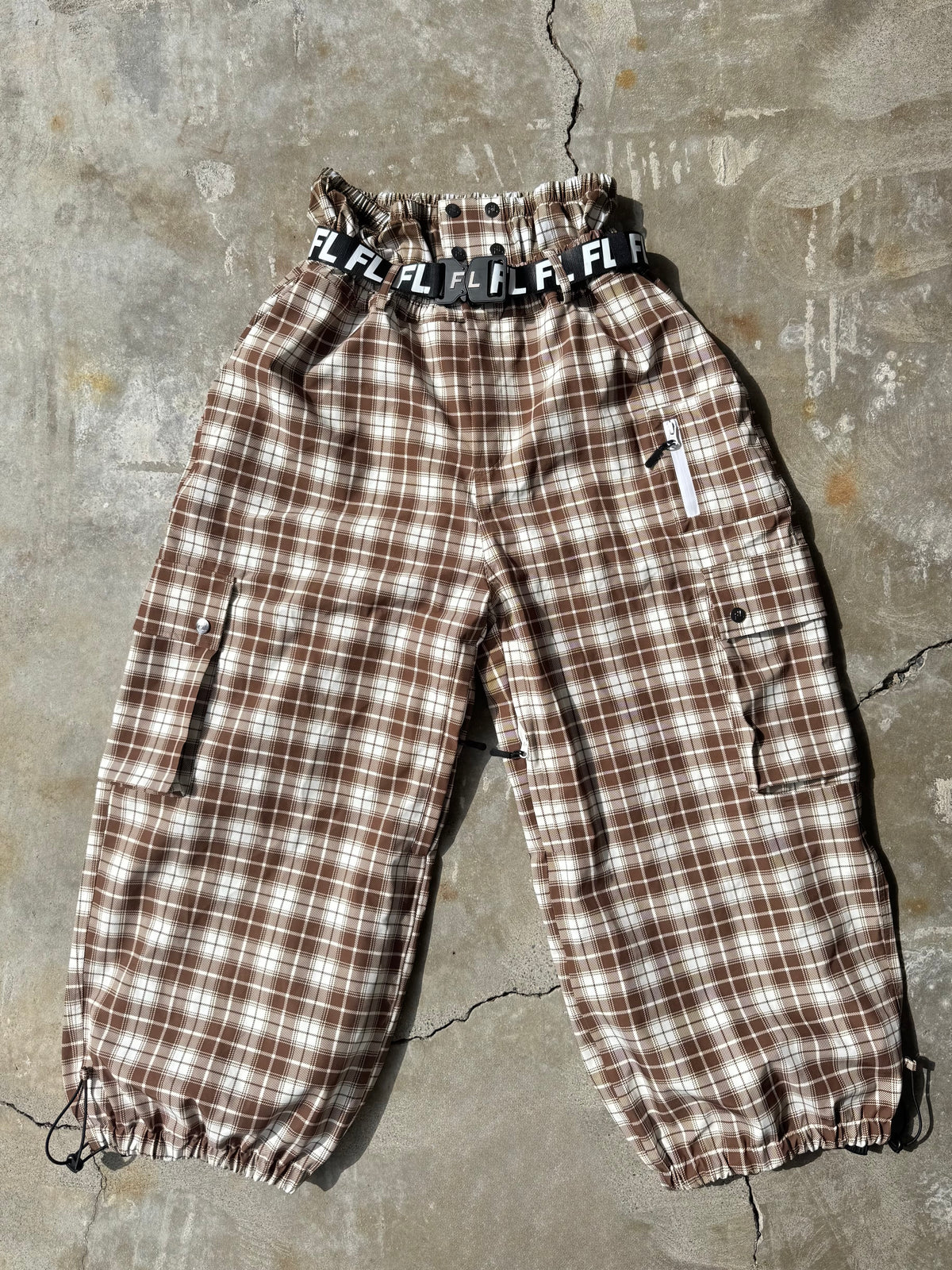 Plaid baggy snow pants